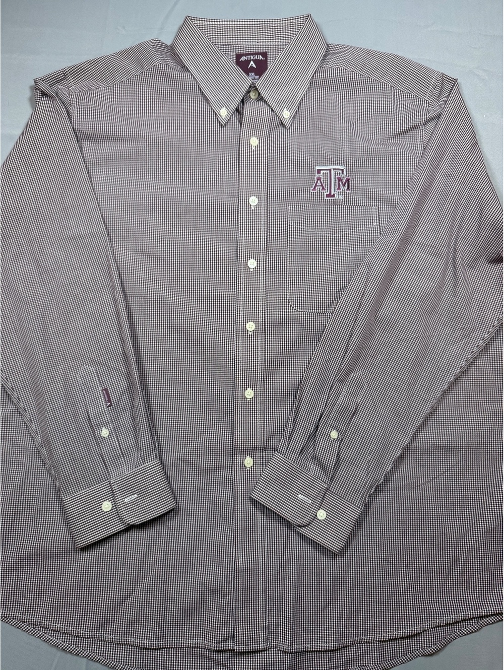 Antigua Texas A&M gingham button-down shirt XXL